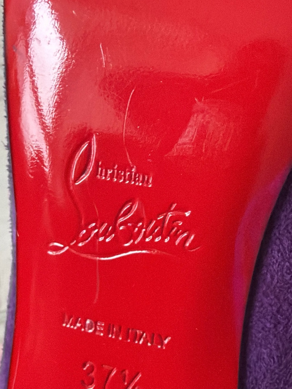 Christian Louboutin Purple Suede Pointed-Toe Pumps - Picture 5 of 7